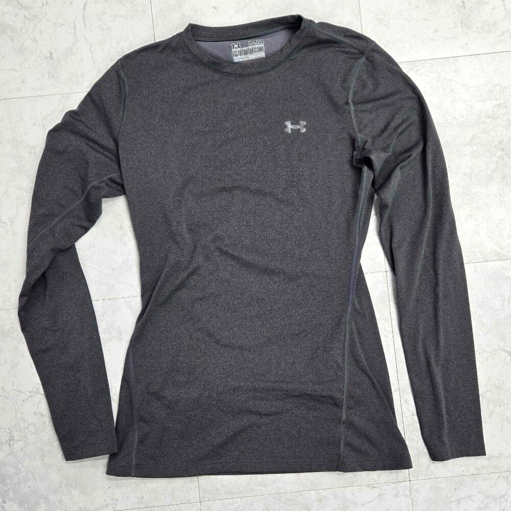 Under Armour Fitted Cold Gear Long Sleeve Thermal Shirt Gray Medium